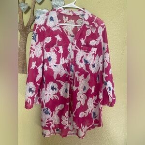 Elegant Floral Sheer Blouse